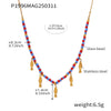 Wholesale Women's 316L Stainless Steel Glazed Beads And 316L Stainless Steel Dolphin Pendant Clavicle Chain With Geometric And Animal Patterns Electroplated Bohemian Style