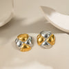 Wholesale Women's Stainless Steel Gold And Silver Color Matching Round Geometric Earrings With Electroplating Design