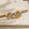 Wholesale Women's Stainless Steel Gold And Silver Color Matching Round Geometric Earrings With Electroplating Design