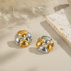 Wholesale Women's Stainless Steel Gold And Silver Color Matching Round Geometric Earrings With Electroplating Design
