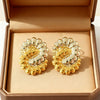 Wholesale Women's Stainless Steel Gold Electroplated Floral Asymmetrical Earrings Jewelry