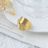 Wholesale Women's Stainless Steel Gold Plated Fashion Geometric Wave Pattern Hollow Striped Rotating Ring