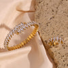 Wholesale Women's Stainless Steel Gold Plated Full Diamond Opening Bracelet With Adjustable Diamond Zircon Ring And Electroplating Treatment