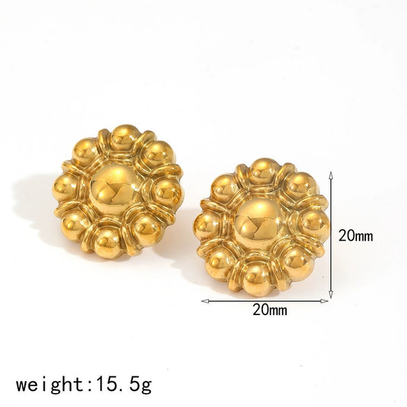 Wholesale Women's Stainless Steel Gold Plated Geometric And Floral Pattern Earrings