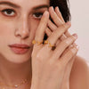 Wholesale Women's Stainless Steel Gold Plated Geometric Ferris Wheel 3D Rose Flower Open Ring Light Luxury Style