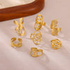 Wholesale Women's Stainless Steel Gold Plated Inlaid With Gold Geometric Fruit Pattern Open Ring Accessories
