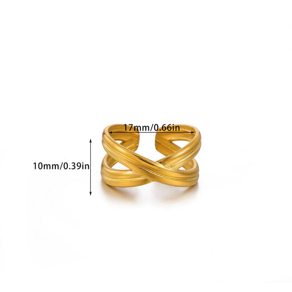 Wholesale Women's Stainless Steel Gold Plated Inlaid With Gold Geometric Fruit Pattern Open Ring Accessories