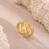 Wholesale Women's Stainless Steel Gold Plated Inlaid With Gold Geometric Fruit Pattern Open Ring Accessories
