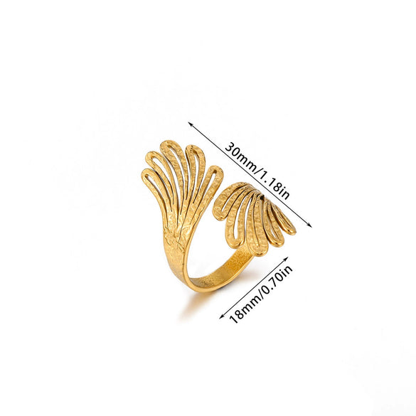 Wholesale Women's Stainless Steel Gold Plated Inlaid With Gold Geometric Fruit Pattern Open Ring Accessories