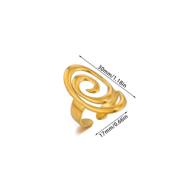 Wholesale Women's Stainless Steel Gold Plated Inlaid With Gold Geometric Fruit Pattern Open Ring Accessories