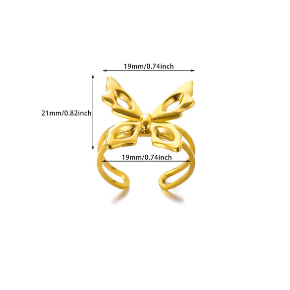 Wholesale Women's Stainless Steel Gold Plated Sunflower Butterfly Snake Open Ring