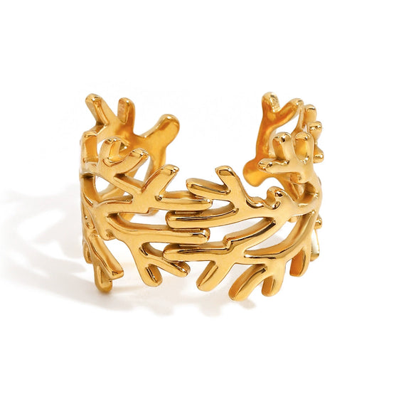 Wholesale Women's Stainless Steel Gold Ring With Geometric Pattern And Electroplating