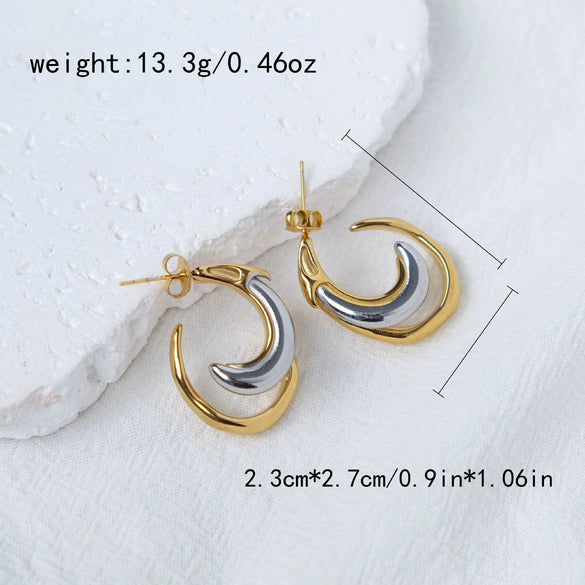 Wholesale Women's Stainless Steel Golden Crescent Geometric U Shaped Fashion Minimalist Electroplated Niche Earrings