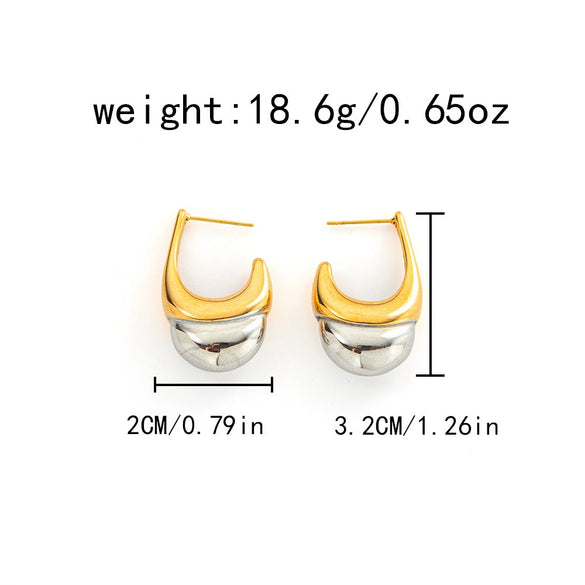 Wholesale Women's Stainless Steel Golden Crescent Geometric U Shaped Fashion Minimalist Electroplated Niche Earrings