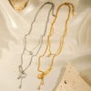 Wholesale Women's Stainless Steel Goldplated Butterfly Pendant Necklace With Bamboo Chain And Insect Pattern