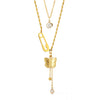 Wholesale Women's Stainless Steel Goldplated Butterfly Pendant Necklace With Bamboo Chain And Insect Pattern