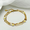 Wholesale Women's Stainless Steel Goldplated Daisy Doublelayer Retro Bracelet