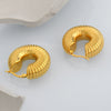 Wholesale Women's Stainless Steel Goldplated Electric Water Pipe Shape Earrings