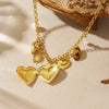Wholesale Women's Stainless Steel Goldplated Engraved Heartshaped Leopard Print Pendant Necklace With Oshaped Chain