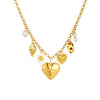 Wholesale Women's Stainless Steel Goldplated Engraved Heartshaped Leopard Print Pendant Necklace With Oshaped Chain