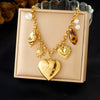 Wholesale Women's Stainless Steel Goldplated Engraved Heartshaped Leopard Print Pendant Necklace With Oshaped Chain