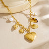Wholesale Women's Stainless Steel Goldplated Engraved Heartshaped Leopard Print Pendant Necklace With Oshaped Chain