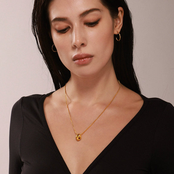 Wholesale Women's Stainless Steel Goldplated Ferris Wheel Irregular Shaped Inlaid Geometric Zircon Clavicle Necklace And Earrings Set