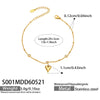Wholesale Women's Stainless Steel Goldplated Geometric Heartshaped Zircon Fine Bead Anklet Simple Style