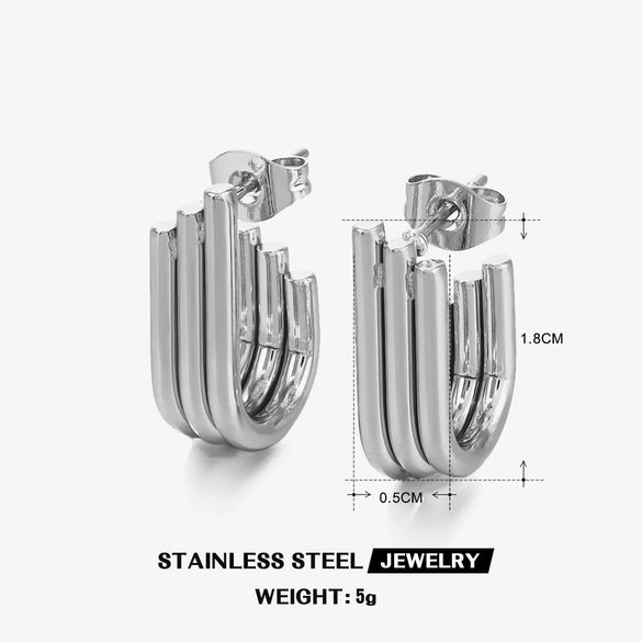 Wholesale Women's Stainless Steel Goldplated Geometric Irregular Stud Earrings