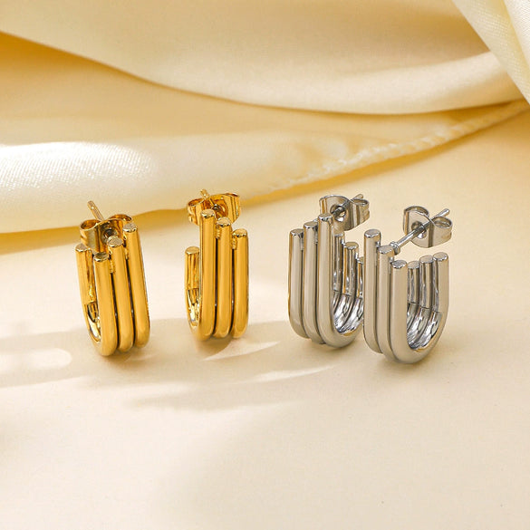 Wholesale Women's Stainless Steel Goldplated Geometric Irregular Stud Earrings