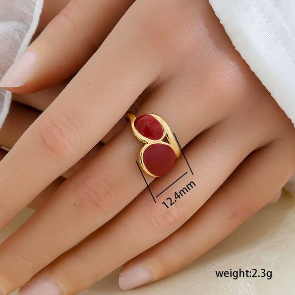 Wholesale Women's Stainless Steel Goldplated Geometric Oildrip Adjustable Open Nonfading Ring