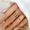 Wholesale Women's Stainless Steel Goldplated Geometric Oildrip Adjustable Open Nonfading Ring