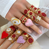 Wholesale Women's Stainless Steel Goldplated Geometric Oildrip Adjustable Open Nonfading Ring