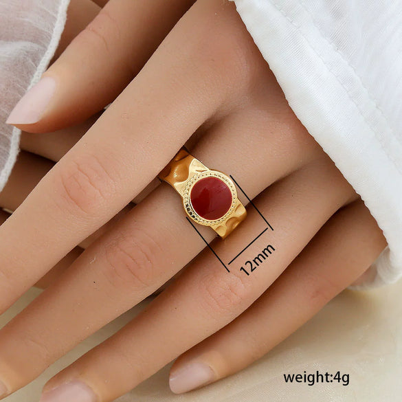 Wholesale Women's Stainless Steel Goldplated Geometric Oildrip Adjustable Open Nonfading Ring