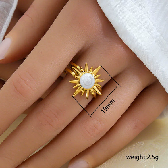 Wholesale Women's Stainless Steel Goldplated Geometric Oildrip Adjustable Open Nonfading Ring
