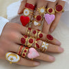 Wholesale Women's Stainless Steel Goldplated Geometric Oildrip Adjustable Open Nonfading Ring