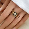 Wholesale Women's Stainless Steel Goldplated Geometric Oildrip Adjustable Open Nonfading Ring