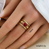 Wholesale Women's Stainless Steel Goldplated Geometric Oildrip Adjustable Open Nonfading Ring