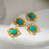 Wholesale Women's Stainless Steel Goldplated Geometric Personality Inlay Earrings
