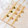 Wholesale Women's Stainless Steel Goldplated Jewelry Bracelet With Heart Shape And Artificial Gemstones And Semiprecious Stones