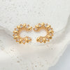 Wholesale Women's Stainless Steel Goldplated Jewelry With White Zircon Inlay Cshaped Drop Design Electroplated Earrings