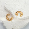 Wholesale Women's Stainless Steel Goldplated Jewelry With White Zircon Inlay Cshaped Drop Design Electroplated Earrings