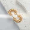 Wholesale Women's Stainless Steel Goldplated Jewelry With White Zircon Inlay Cshaped Drop Design Electroplated Earrings