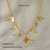 Wholesale Women's Stainless Steel Goldplated Love Flower Tassel Necklace With Animal Zodiac Pattern And Cuban Chain
