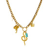 Wholesale Women's Stainless Steel Goldplated Love Flower Tassel Necklace With Animal Zodiac Pattern And Cuban Chain