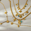 Wholesale Women's Stainless Steel Goldplated Love Flower Tassel Necklace With Animal Zodiac Pattern And Cuban Chain