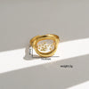 Wholesale Women's Stainless Steel Goldplated Resin Geometric Flower Minimalist Ring