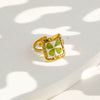 Wholesale Women's Stainless Steel Goldplated Resin Geometric Flower Minimalist Ring