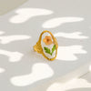 Wholesale Women's Stainless Steel Goldplated Resin Geometric Flower Minimalist Ring