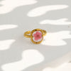 Wholesale Women's Stainless Steel Goldplated Resin Geometric Flower Minimalist Ring